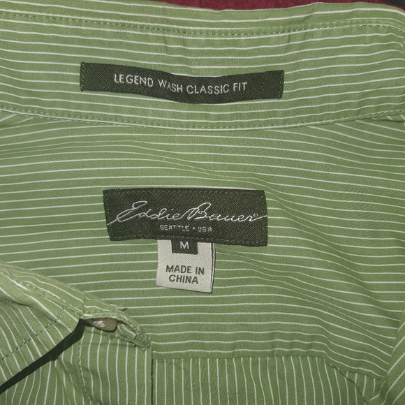 Eddie Bauer Men's Legend Classic Fit Striped Long Sleeve Shirt Medium Green - Picture 4 of 7